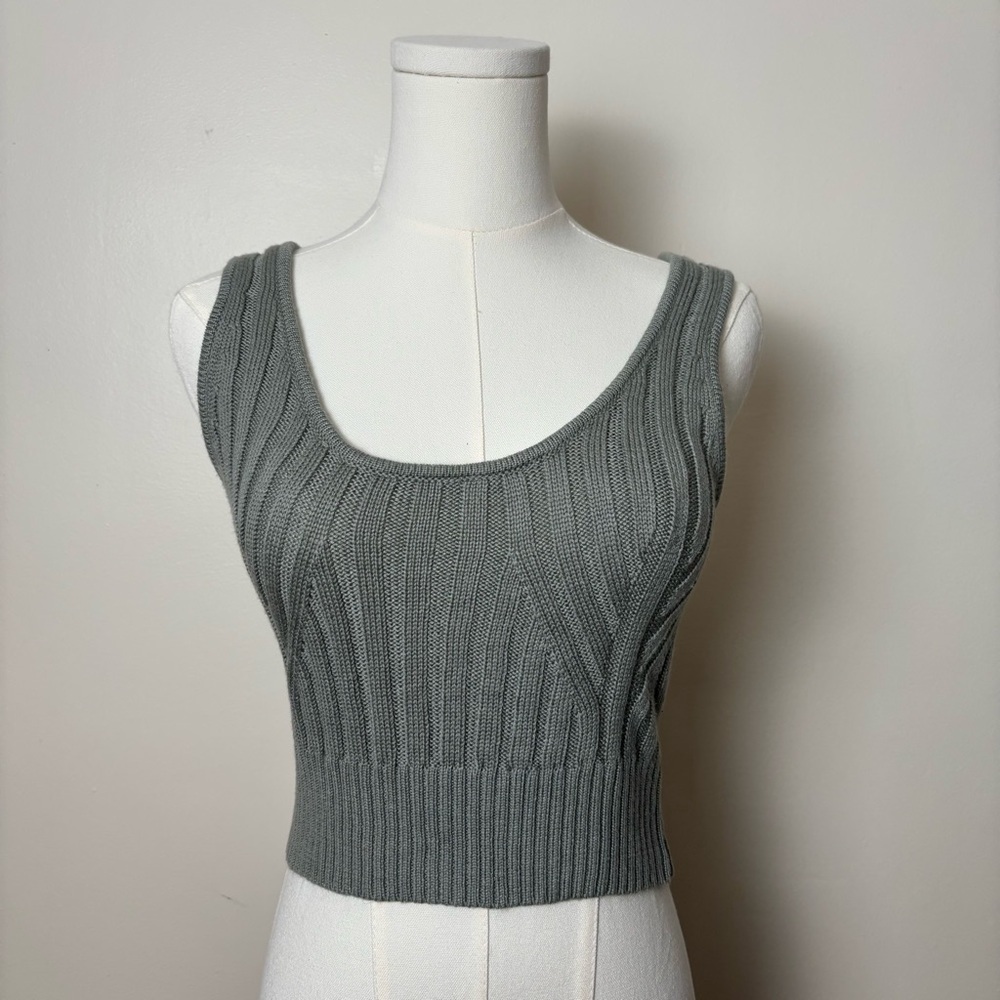 Le Lis Textured Scoop Knot Cropped Tank Top Sz Small